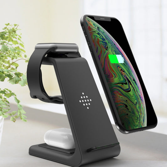 3 In 1 Fast Charging Station Wireless Charger Stand Wireless Quick Charge Dock For Phone Holder - Trend Vibe3 In 1 Fast Charging Station Wireless Charger Stand Wireless Quick Charge Dock For Phone HolderCJ dropshipping supplierWireless ChargerApple EU plugBlack